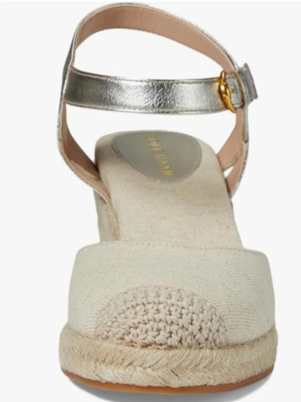 Cole Haan Beige Espadrille Wedge with Metallic Silver Ankle Strap - Picture 4 of 11
